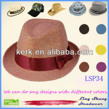 O chapéu de palha de papel 100% das mulheres vermelhas elegantes as mais novas do bowknot 2013, LSP34